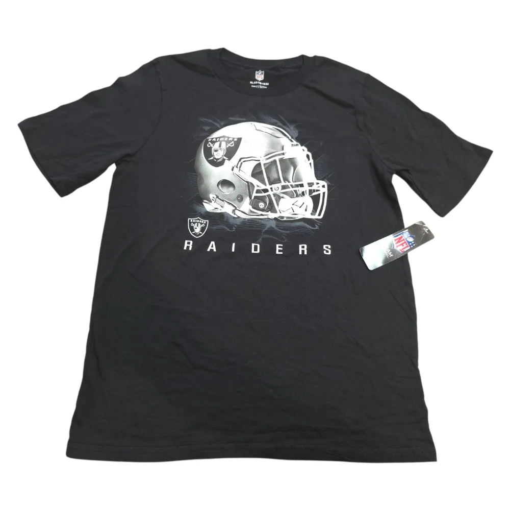 Raiders NFL Youth Black And Silver Short Sleeve T-Shirt, Xl 18/20